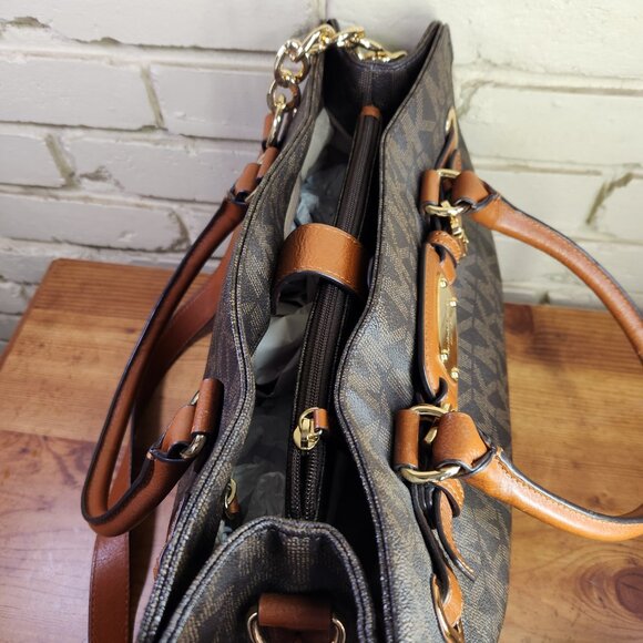 Euc Michael Kors Hamilton Brown Monogram Shoulder Bag Purse - Picture 11 of 13